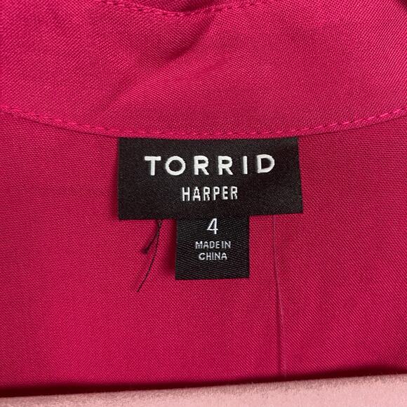 Torrid Vivaceous Pink Harper Challis Collared Long Sleeve Blouse Sz.4 NWT - Picture 7 of 12